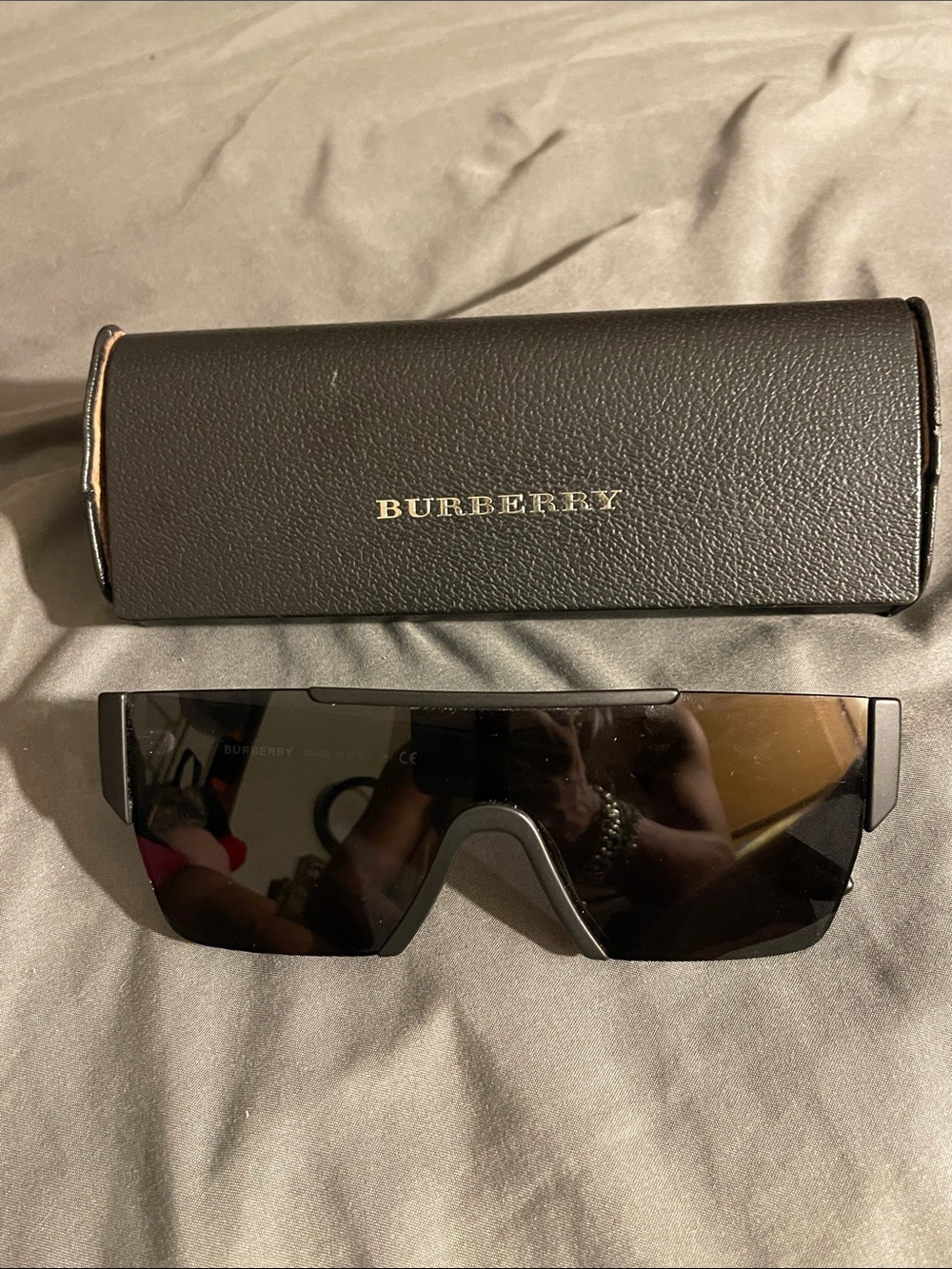 Burberry Sunglasses B4291 3464/87 Matte Black Frames w/ Dark Grey Shield Lens
